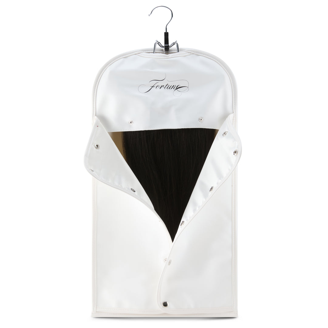 Faux Leather | White Halo & Wig Travel Bag with Dual-Use Hanger