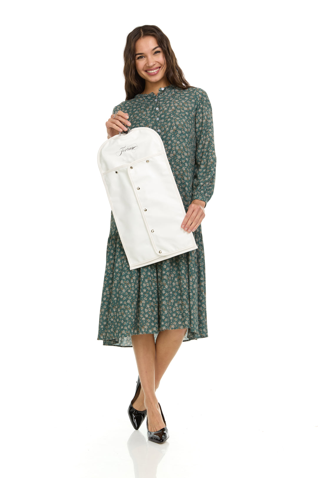 Faux Leather | White Halo & Wig Travel Bag with Dual-Use Hanger