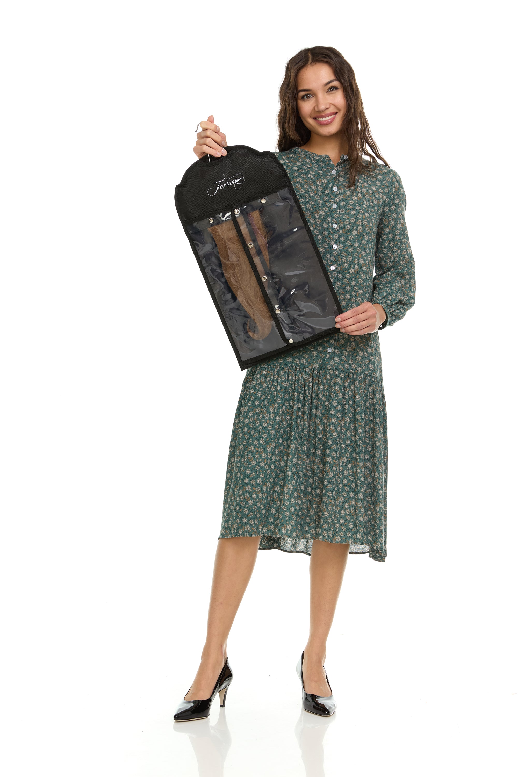 Canvas | Black Halo & Wig Travel Bag with Dual-Use Hanger