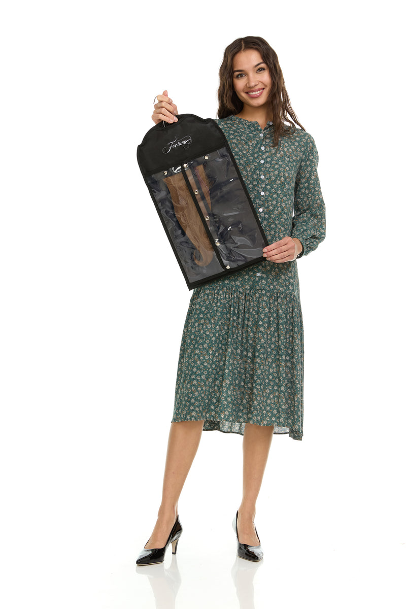 Canvas | Black Wig Travel Bag with Dual-Use Hanger