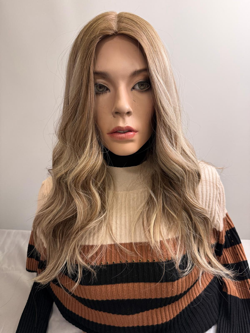 Mazali Silk French Top Wig | 14″ #6/613 — front view, item 57
