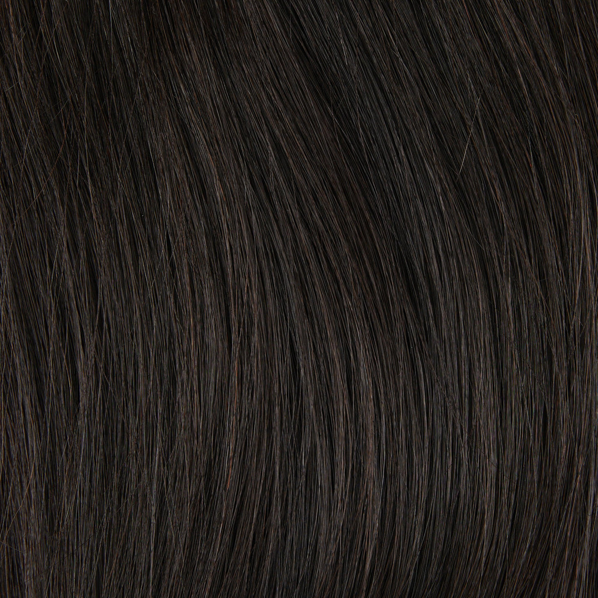 Close-up of hair in #1B Darkest Brown.