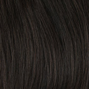 Close-up of hair in #1B Darkest Brown.