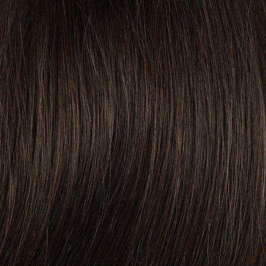 Close-up of hair in #2 Dark Brown.