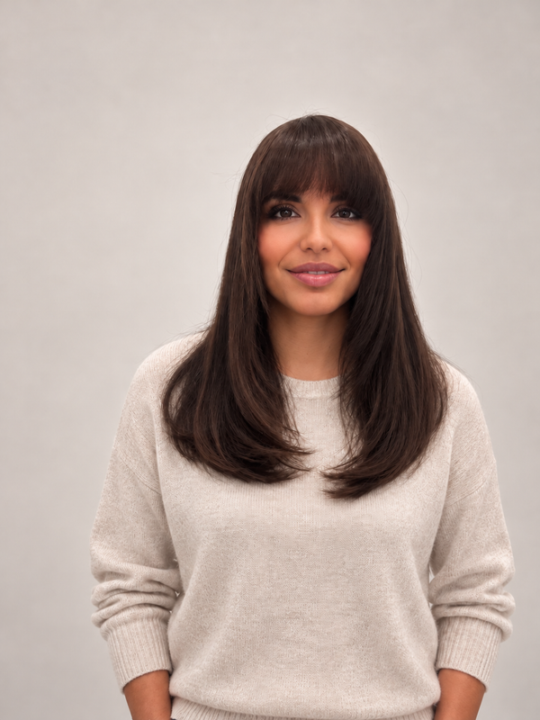 Model 3 — Full bangs, straight with body