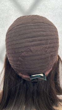 Inside back view of the Fortune wig's mesh cap and sewn label