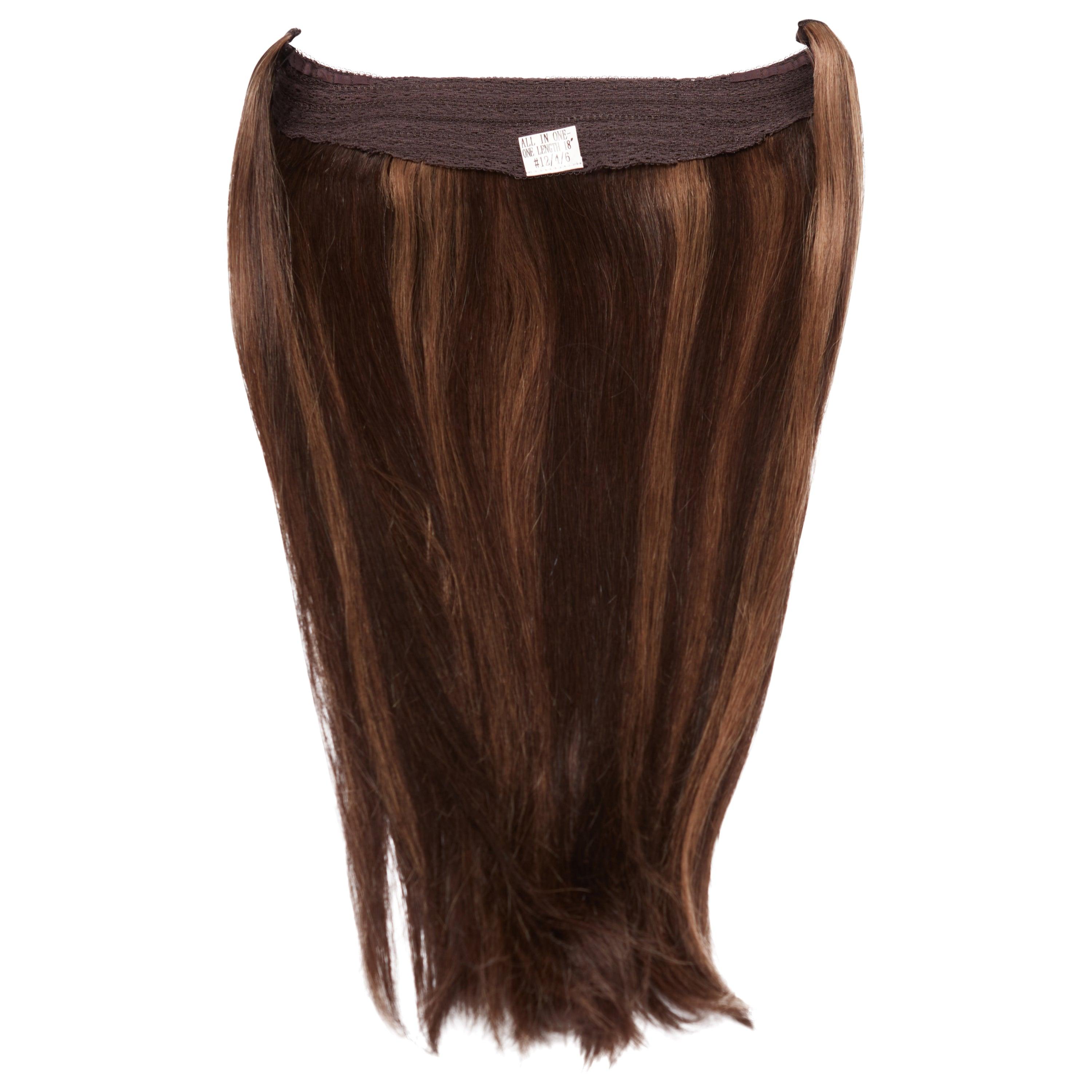 #12-4-6 MEDIUM BROWN+BLONDE HALO EXTENSION - Fortune Wigs