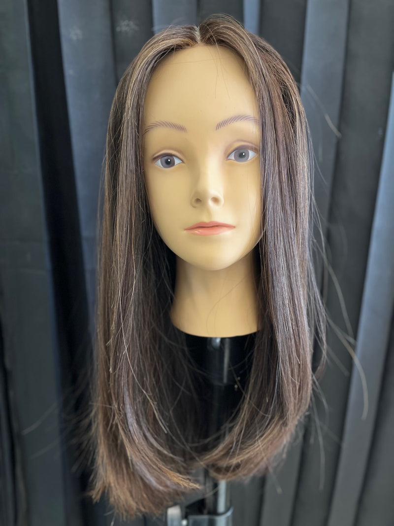 Fortune lace-front wig - front view with long brown layers.