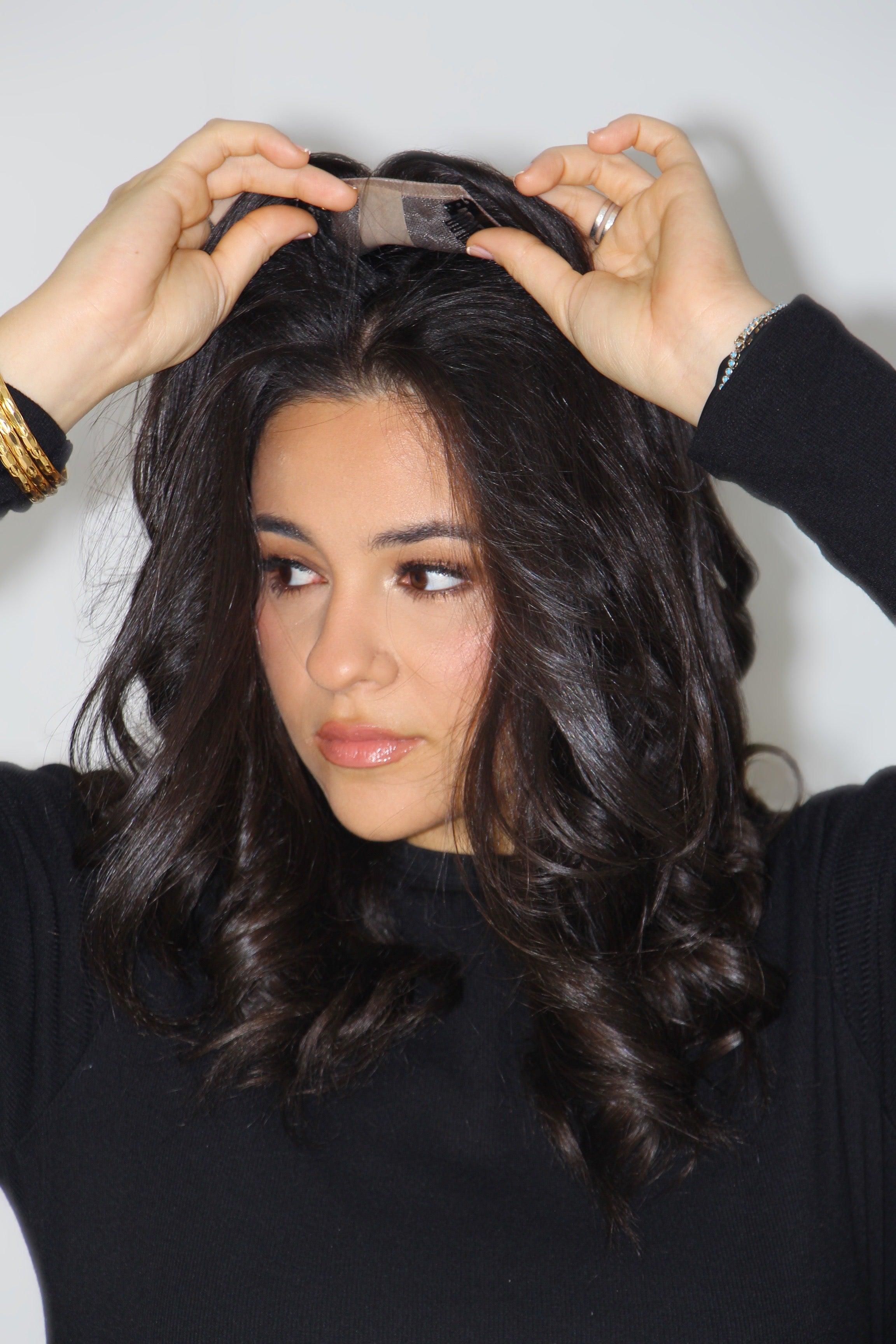 #6-613 Platinum Blond MEDIUM BROWN+BLONDE MINI TOPPER - Fortune Wigs