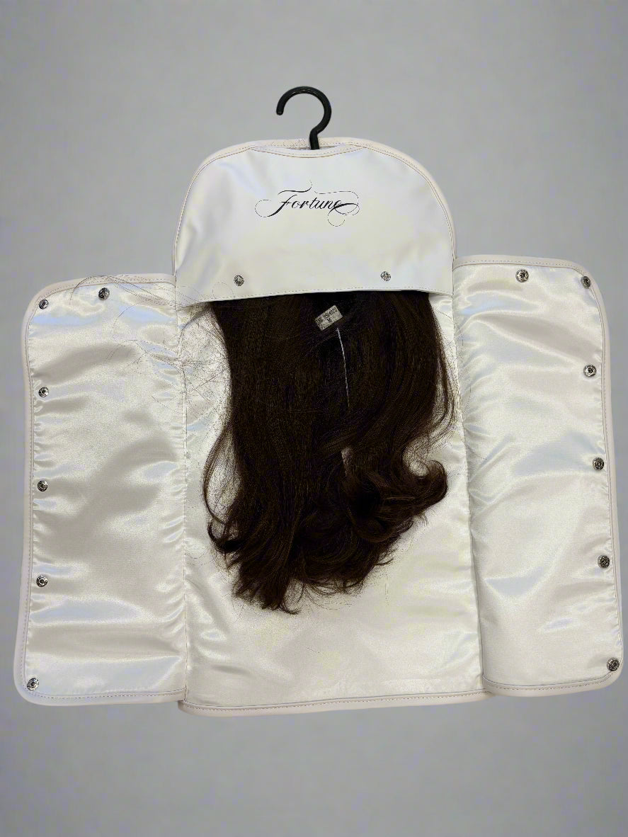 Faux Leather | White Wig Travel Bag with Dual-Use Hanger