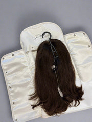 Faux Leather | White Wig Travel Bag with Dual-Use Hanger