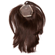 A Mini Mono Topper in #3 Dark Brown / Reddish Tones, shown on white with the mono base and clips at the top.
