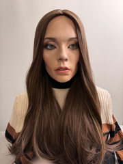 Mazali Silk French Top Wig | 18″ #14/8 — front view, item 51