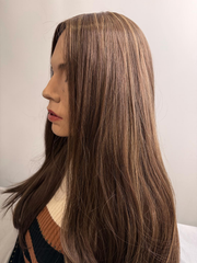 Mazali Silk French Top Wig | 18″ #14/8 — side view, item 51