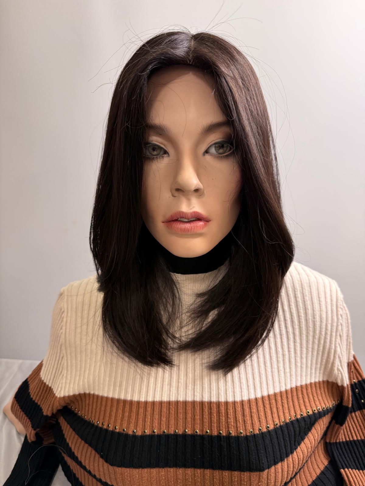 Mazali Silk French Top Wig | 12″ #2 — front view, item 61