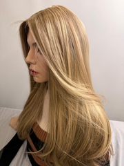 Mazali Silk French Top Wig | 18″ #14/22 — side view, item 64