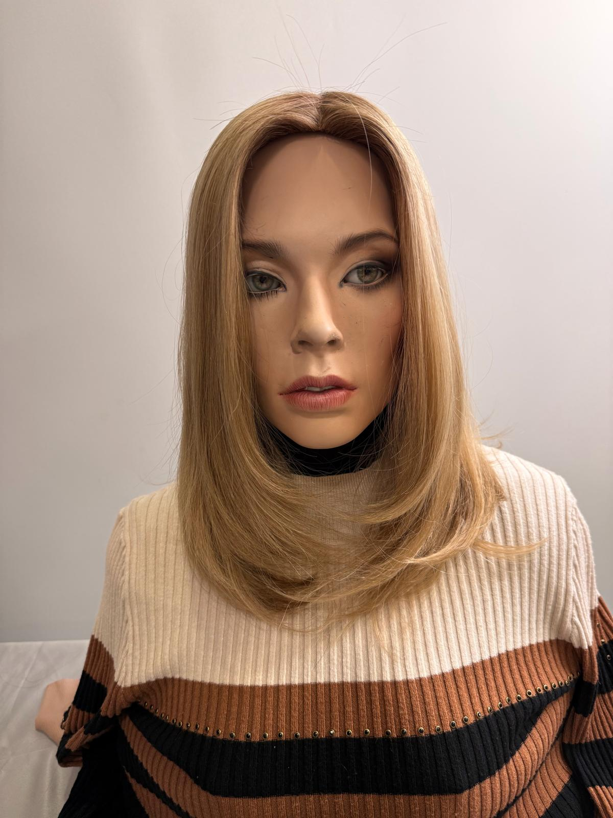 Mazali Silk French Top Wig | 12″ #24/16RT8 — front view, item 65