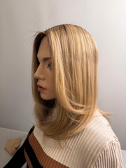 Mazali Silk French Top Wig | 12″ #24/16RT8 — side view, item 65