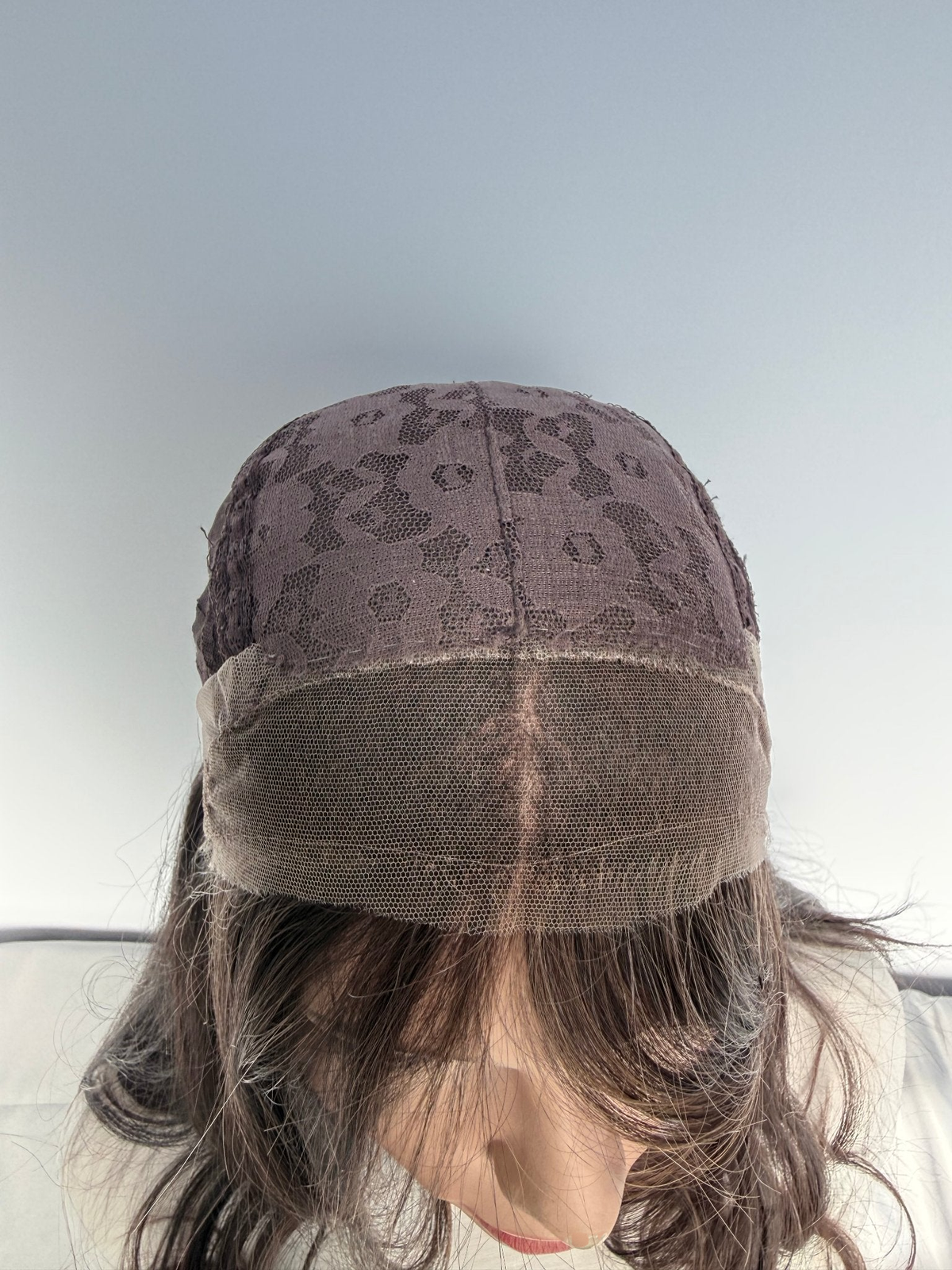 Inside front of the Tuni wig cap.