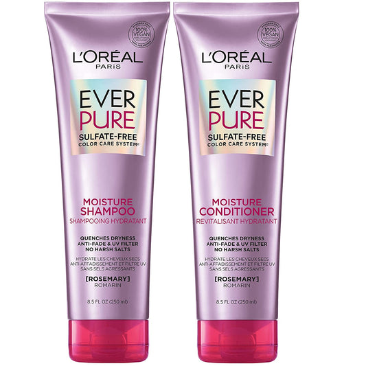 L'Oréal Paris EverPure Moisture Sulfate Free Shampoo and Conditioner for Color-Treated Hair, 8.5 Ounce (Set of 2)