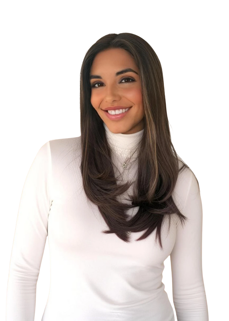 Fortune model wearing a Tuni wig